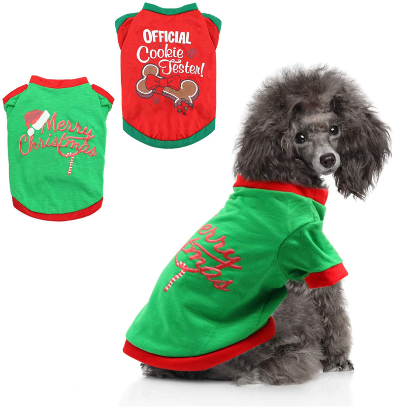

Christmas Dogs Shirts Pet Clothes Dog Apparel Soft Breathable Puppy Shirt Printed Pets T-Shirt Cat Clothing for  Doggy Cats Cosplay Santa Claus Snowman XS A58, Remark color a1-a10