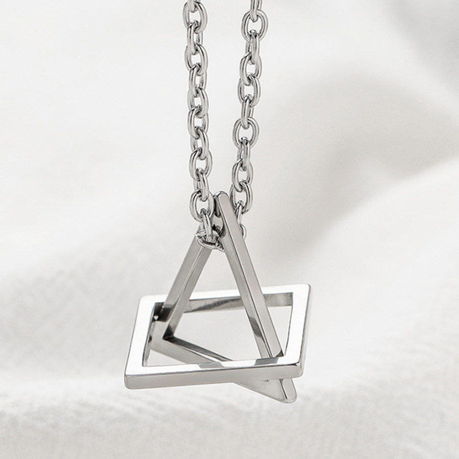 

Stainless steel Space Geometry Necklace Hip Hop Men Women Pendant Necklaces Chains Geometric Triangle Square Fashion Jewelry Will and Sandy