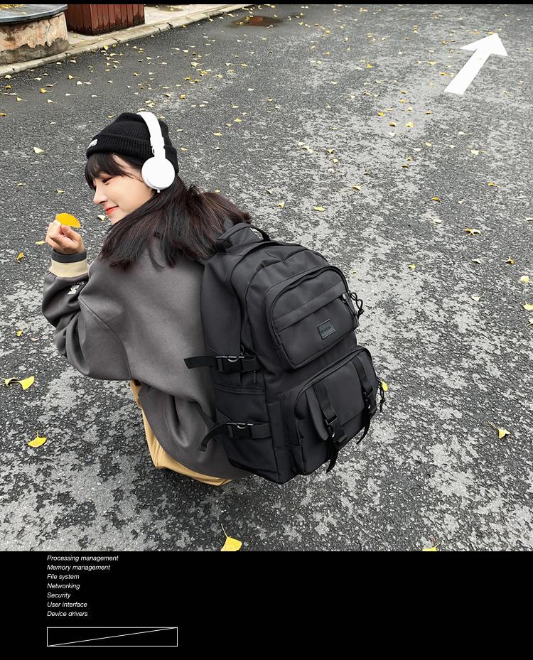 

Backpack PB4099 2021 Tooling Style College Student Campus School Bag Street Personality Leisure Travel, Black