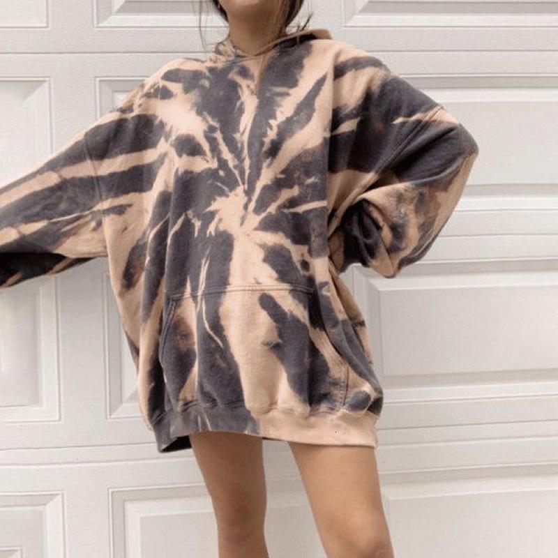 

2021 New Autumn Tie Dye Print Hooded Sweatshirt Female Winter Sleeve Sweatshirts Women Casual Long Pullovers Hoodies Tops 217p, Purple