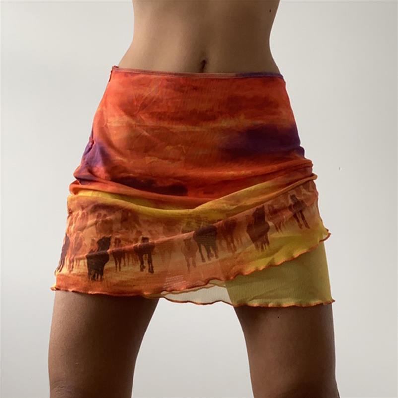 

boho beach summer high waist women skirt graphic print ruched slim short a line bottoms party vacation female, Black