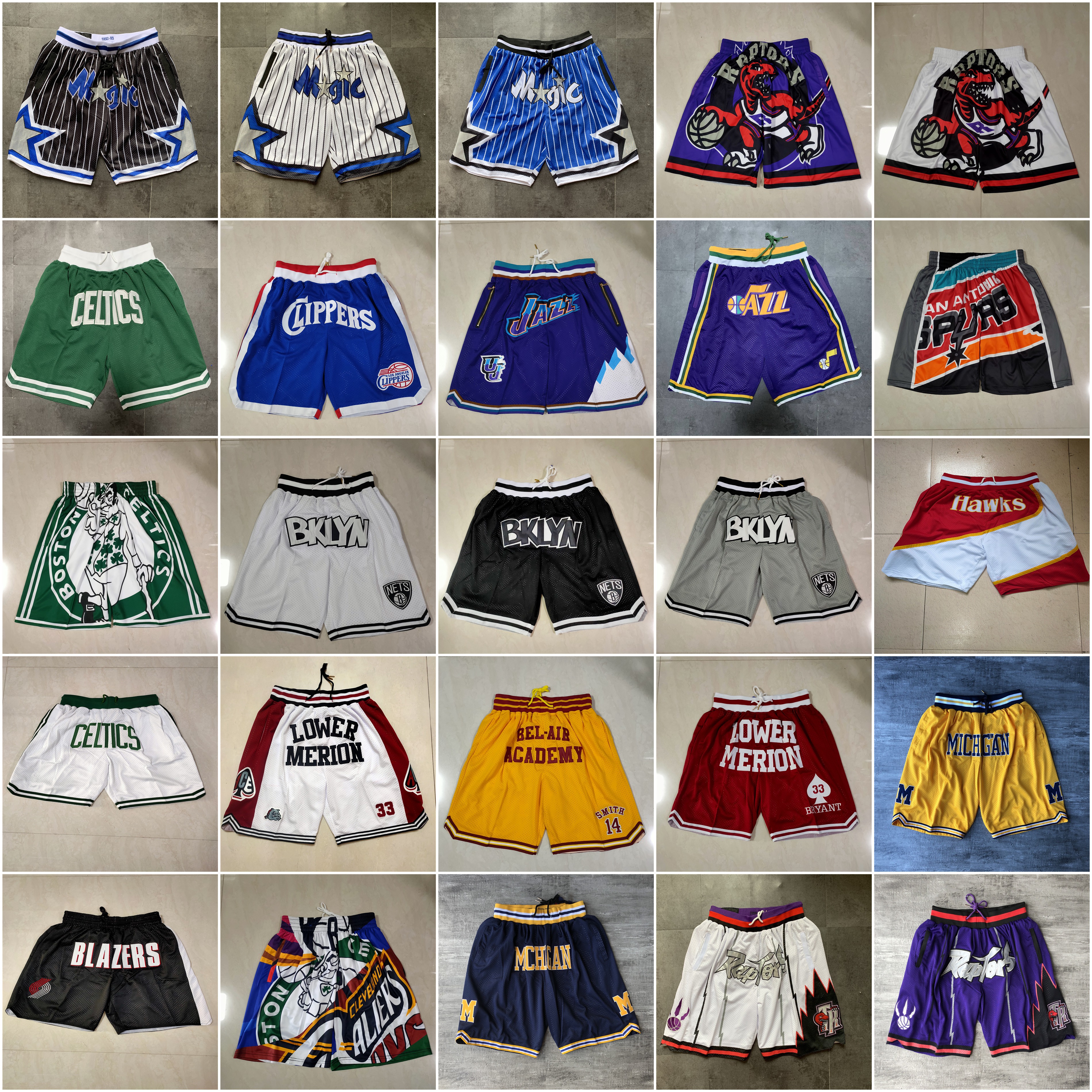 

Team Basketball Shorts Don Stripe Men Wear Sport Pant With Pocket Zipper Sweatpants Hip Pop Blue White Purple Yellow Black Stitched Size S-XXXL
