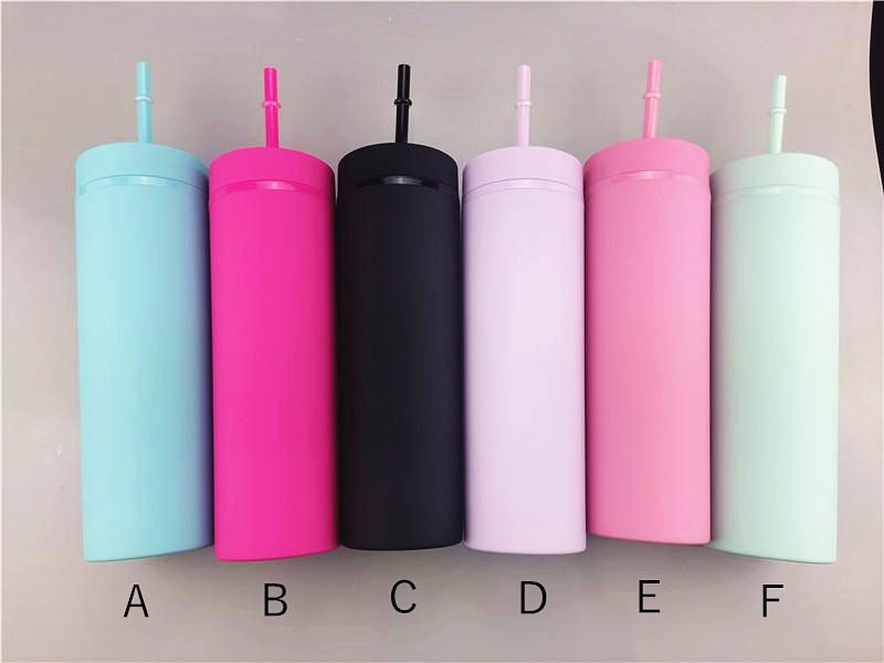 

sale!16oz matte acrylic tumbler skinny tumblers plastic double wall coffee mugs with lids and straws, Customize