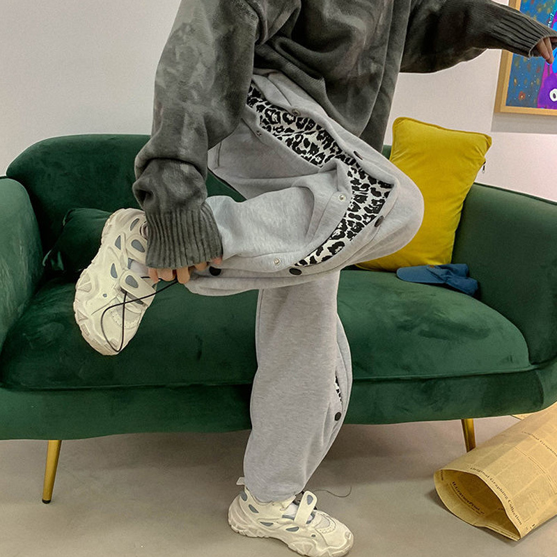 

2021 New Stitching Winter Thick Joggers Women Sweatpants Oversized Trousers Veet Fleece High Waist Beam Feet Harem Pant Baggy 4x7o, Gray no button