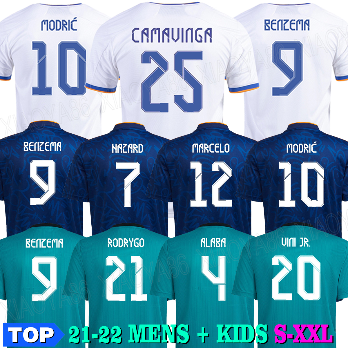 

REAL MADRID jerseys 21 22 soccer football shirt ALABA HAZARD SERGIO RAMOS BENZEMA MODRIC ASENSIO camiseta men + kids kit 2021 2022 uniforms fourth, Home