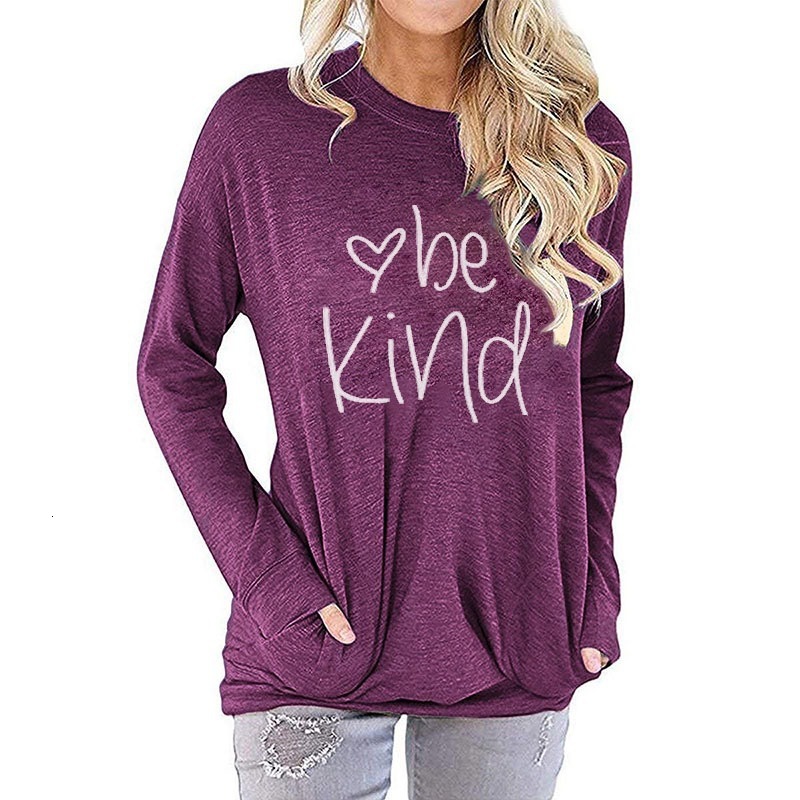 

2021 Harajuku New Spring Autumn Women Letter Print Casual Long Sleeve t Ropa Mujer Vetement Tee Shirt Femme Nbck, Purple red