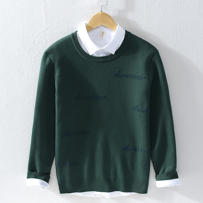

2021 New Style Winter and Autumn Long Sleeve Warm Veet Brand Italy Comfortable Sweaters for Men Solid Sweater Mens Wpj4, Green