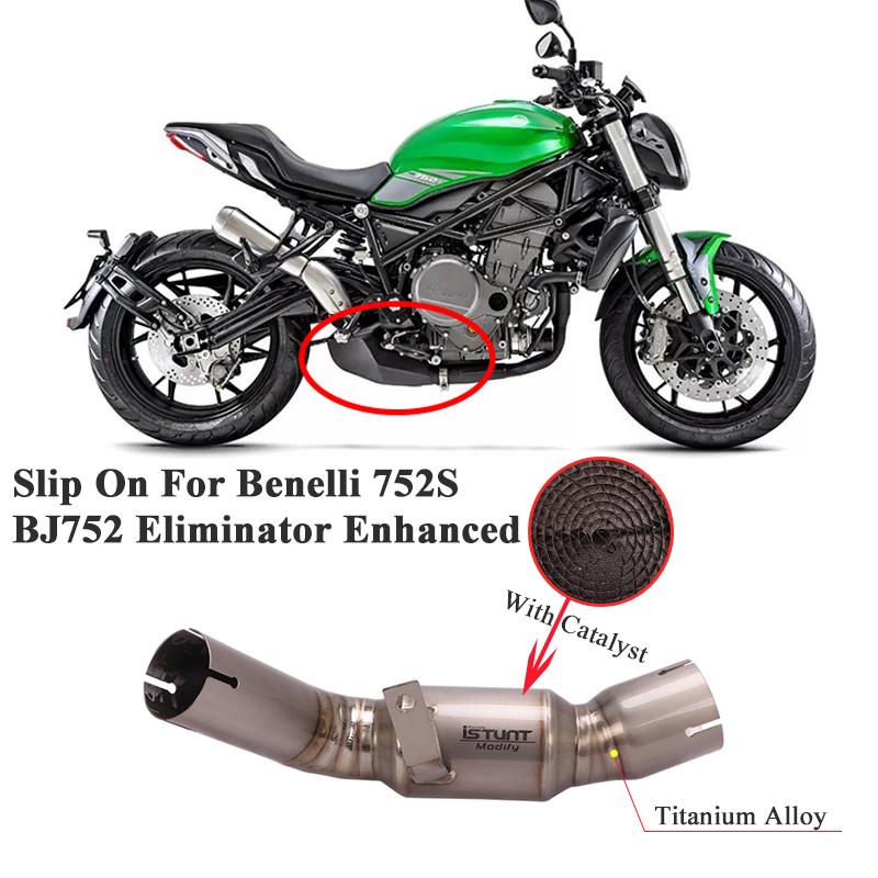 

Motorcycle Exhaust System Escape For Benelli 752 752S BJ750GS Titanium Alloy Mid Link Pipe Catalyst Delete Eliminator Enhanced