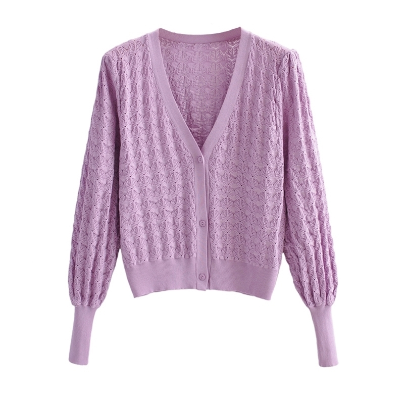

Women sweater cardigans Spring Casual V-neck long sleeve solid knit coat Female single buttons knitted 210524, Lavender