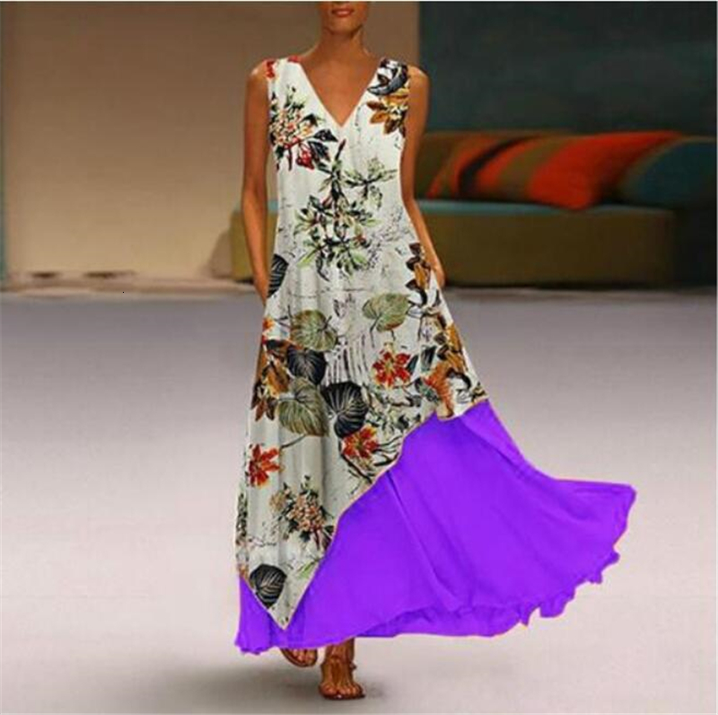 

2021 New Plus Size 5xl Fashion Summer Print Vintage Elegant Women Party Es Vestidos Robe Femme Vestido De Festa Sexy Clothes Nte0, -614blue