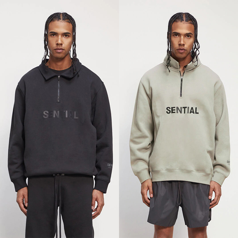 

20FW Autumn Winter Oversize FG 3D Silicon Logo Sleeves Reflective Half Zipper Hoodie Skateboard Loose Unisex Sweatshirt, Black