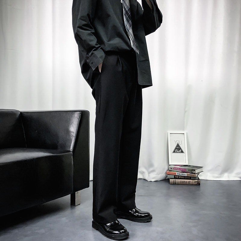 

2021 New Men's Western-style Trousers Loose Leisure Trouser Casual Formal Fashion Business Design Cotton Suit Pants S-2xl Aq1h, Black