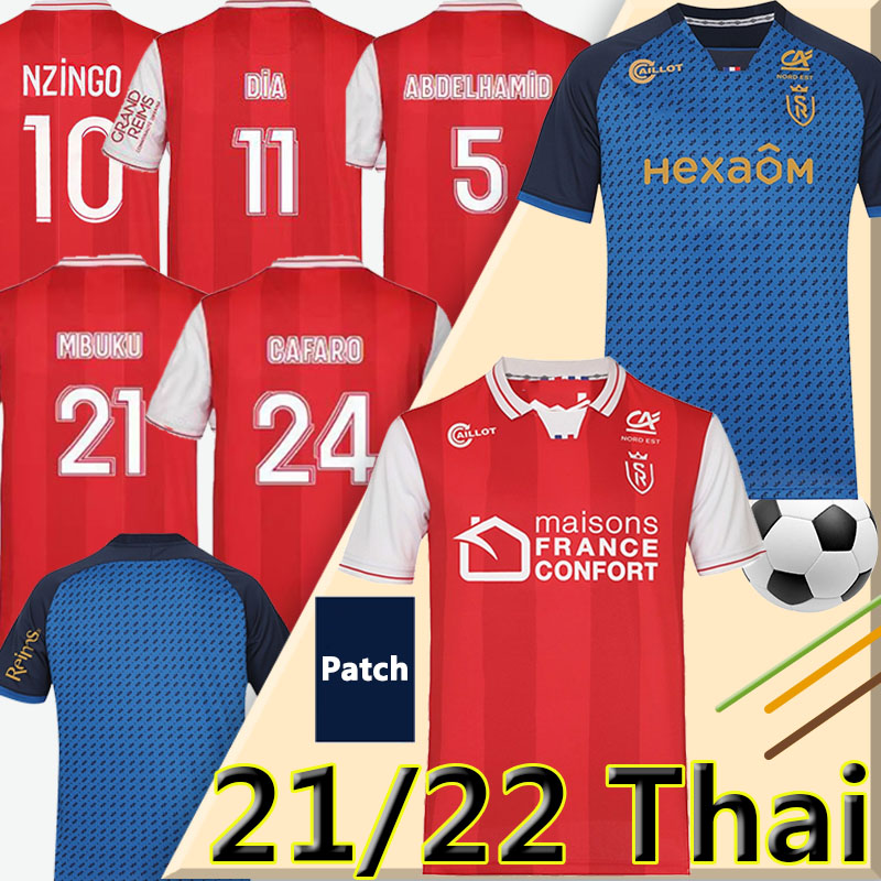 

22/23 Maillots Stade de Reims soccer jerseys EKITIKE TOURE CAFARO KONAN DIA FOKET CHAVALERIN ZENELI 2022 2023 hommes enfants de foot Uniforms, Lansi 21-22 home