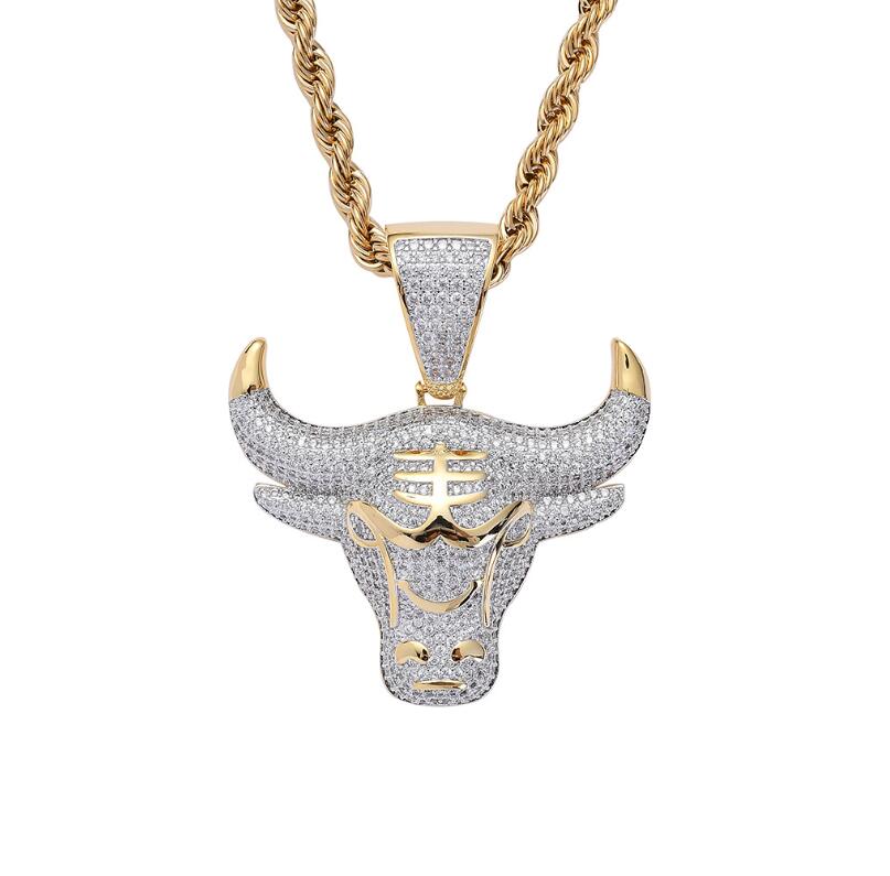 

iced out ox pendant necklaces men women hip hop luxury designer diamond pendants couple family jewelry love gift