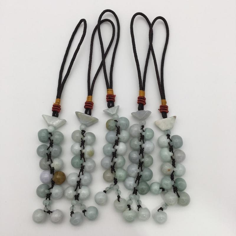 

Keychains Wholesale Natural Jadestone Gourd Shape Key Chain 2PCS 006