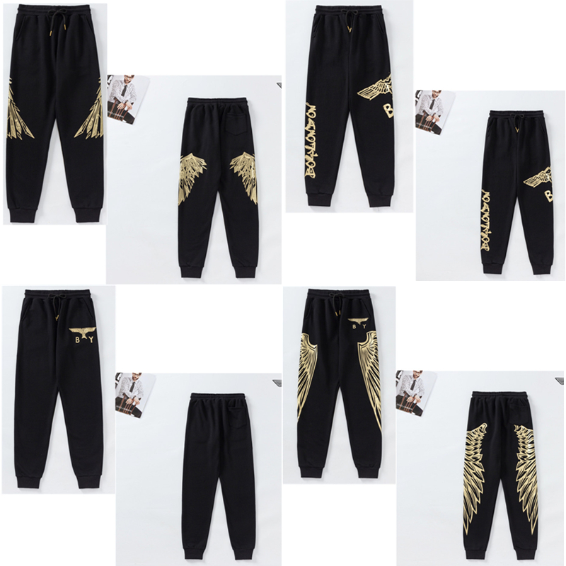 

Men's Pants bronzing eagle wings printing casual sports trousers men and women with the same paragraph footwear library 0102, 1 pcs buttons