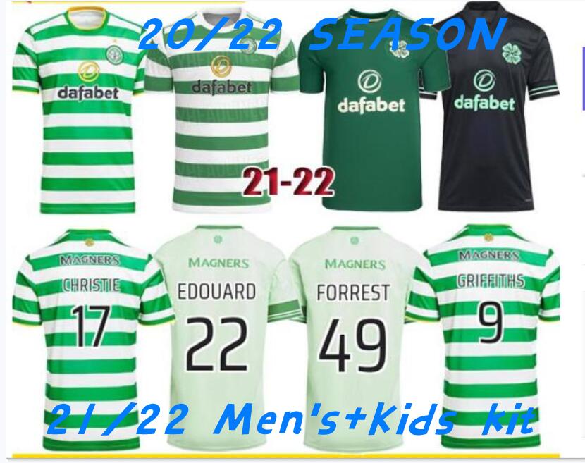 

21 22 Celtic FC Soccer Jerseys EDOUARD 2021 2122 AJETI GRIFFITHS TURNBULL Football Shirt CHRISTIE ELYOUNOUSSI FORREST Mens Jersey Kids Kit, Black;yellow
