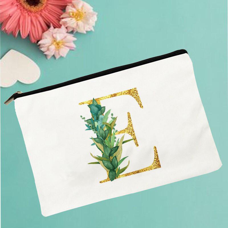 

Cosmetic Bags & Cases Women Gold Letter E Printed Make Up Bag Fashion Cosmetics Organizer For Travel Colorful Storage Lady