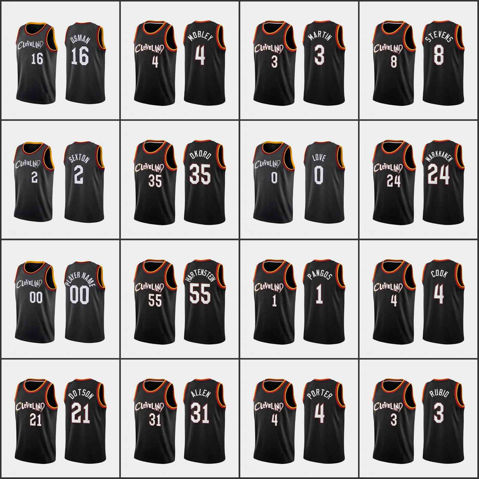 

Cleveland's Cavaliers's Men Kevin Love Kevin Pangos Evan Mobley Kevin Love Collin Sexton Cedi Osman Custom's City's Edit, Black;red