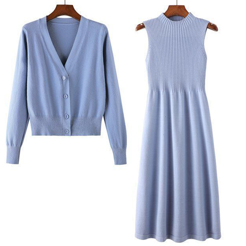 

2021 2 Sets Women New Arrival Autumn Winter Tops+ Soft Sweaters Warm Female Outwear Solid Fashion Sweater Suits B4WE, Black