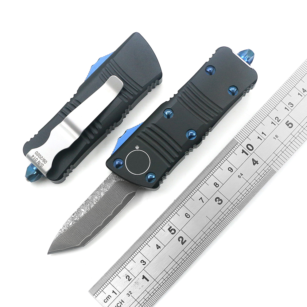 

Mini Outdoor Camping Portable automatic Knife Damascus Blade Aviation Aluminum CNC Handle Adventure EDC Multifunction Tool