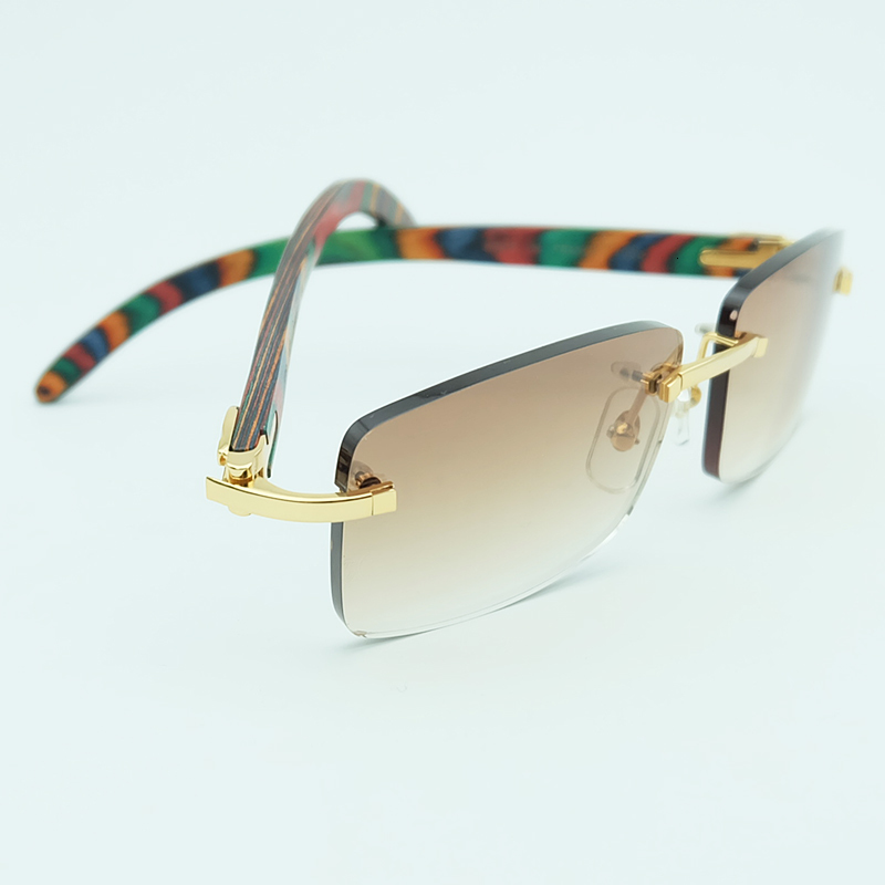 

2021 New Vintage Mens Sunglasses Color Wood Rimless Rectangle Sunglass Frame Shades for Women Brand Designer Carter Sun Glasses Yo86