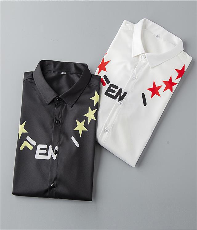 

2021 Men Fashion Casual Long Sleeved Printed shirt Slim Fit Male Social Business Dress Brand Clothing Soft ComfortableM-3XL#17, White