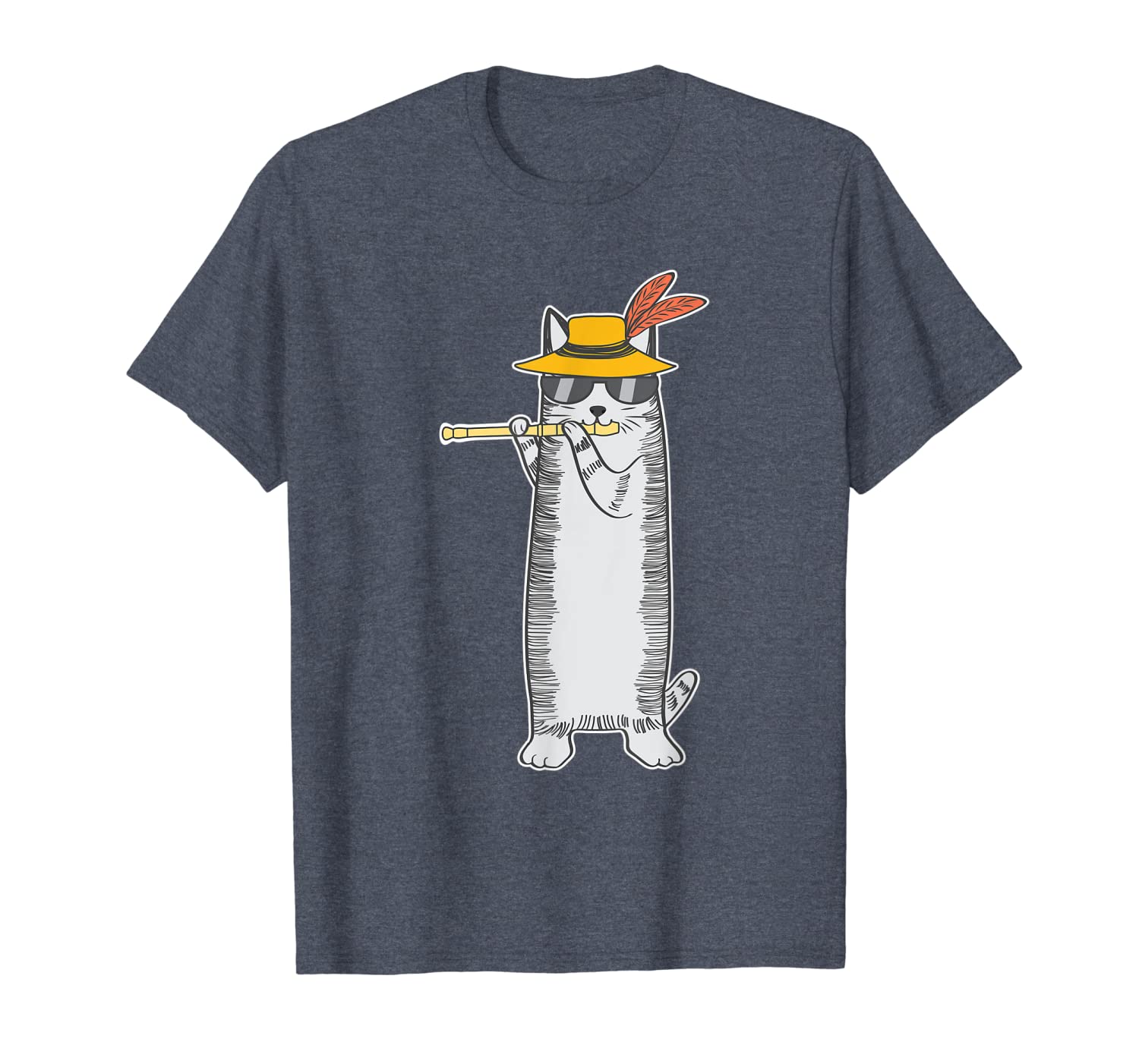 

cute cool cat playing the flute gift for flutists t-shirt, White;black