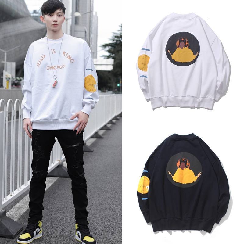 

2021 New Kanye West Hoodie Oversize Sunday Service Sweatshirt Women Chicago Jesus Is King Pullover Men Npiq, Black