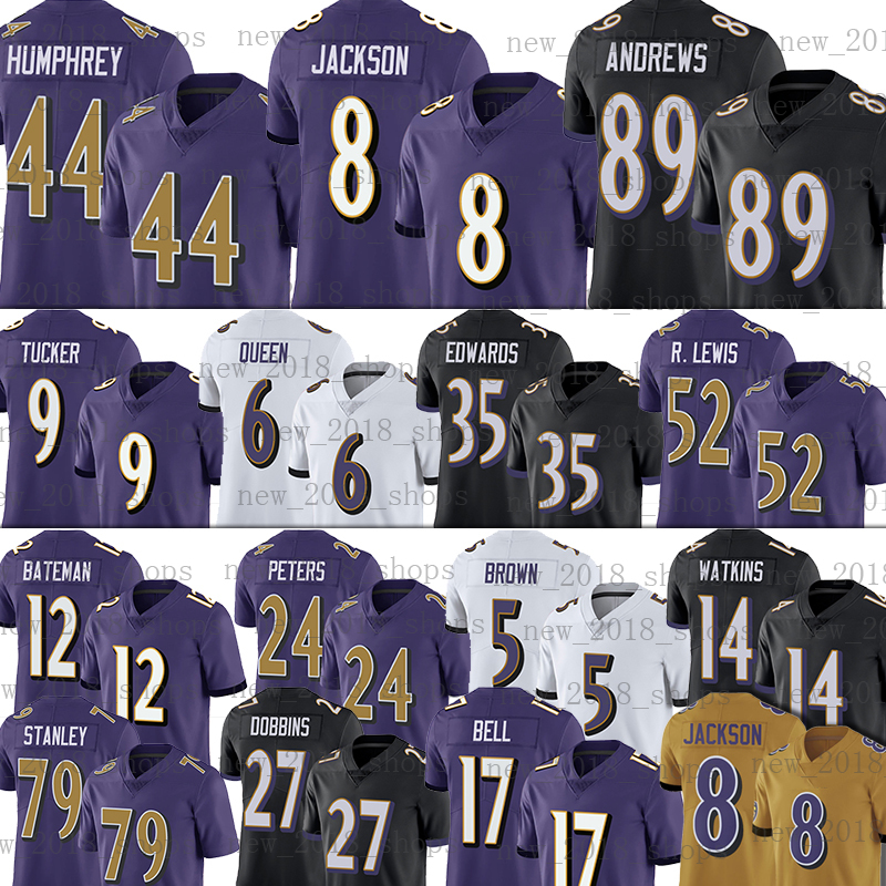 

8 Lamar Jackson 89 Mark Andrews Jerseys Football Marlon Humphrey BaltimoreRavensRonnie Stanley Le'Veon Bell 27 J.K. Dobbins Marquise Brown Justin Tucker, Custom women jersey