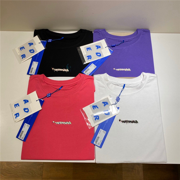 

G0518 ader error couple's anti embroidery oversize loose Short Sleeve T-Shirt Tee0310, White;black