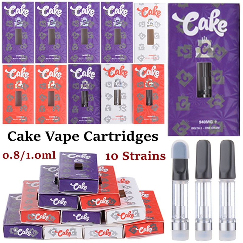 

Cake Atomizers Vape Pen Cartridges E Cigarettes 0.8ml 1ml Ceramic Coil Carts 510 Thread Packaging Glass Tank Thick Oil Wax TH205 Vaporizer Empty