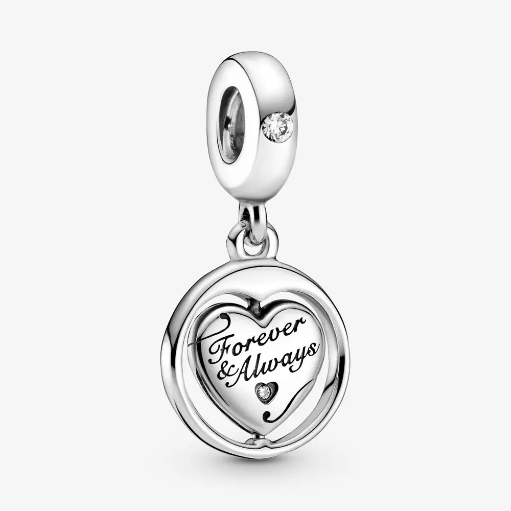 

100% 925 Sterling Silver Spinning Forever & Always Soulmate Dangle Charms Fit Pandora Original European Charm Bracelet Fashion Women Wedding Engagement Jewelry