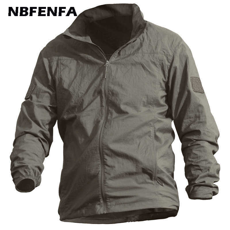 

Men Summer Thin Quick Dry Lightweight Tacitcal Jackets Men' Sun Protection Hooded Outdoor Coat Zipper Sport Male Jackets LX099 X0621, Green