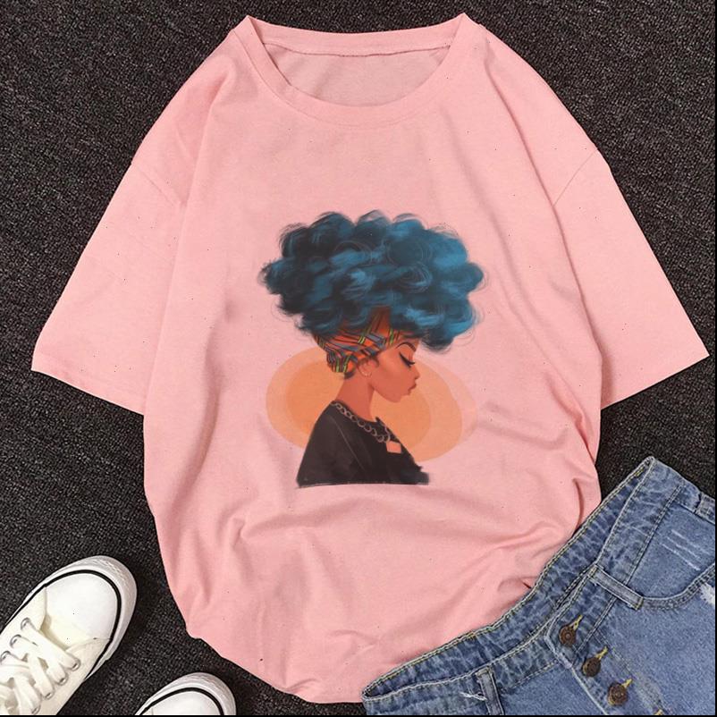 

girl hip hop style tshirt cool melanin black girl pink t shirt women streetwear casual female t shirt, White