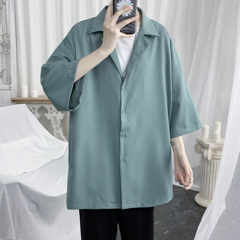 

2021 New Summer Men's Solid Color Loose 4-color Short Hawaiian Shirt Camisa Masculina Mens Fashion Clothes Streetwear Shirts S-2xl F6ek, White