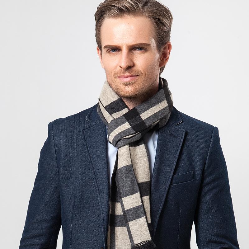 

Scarves 2021 Casual Cool Winter Men Scarf Warm Neckercheif Business Plaid Kint Cotton Wraps Male Sjaal Foulard Gift