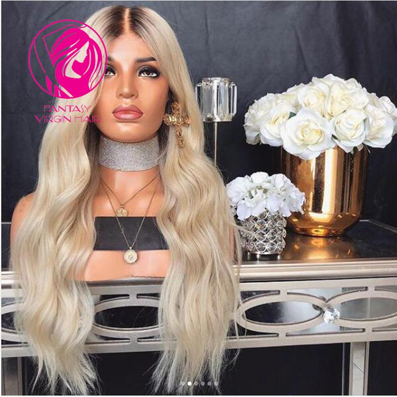 

Ombre Light Blonde Lace Front Wig 13x4/13x6 Human Hair Wigs Natural Wave for Women Transparent Clear Malaysian Remy Hair 150%, 13x4 lace front wig