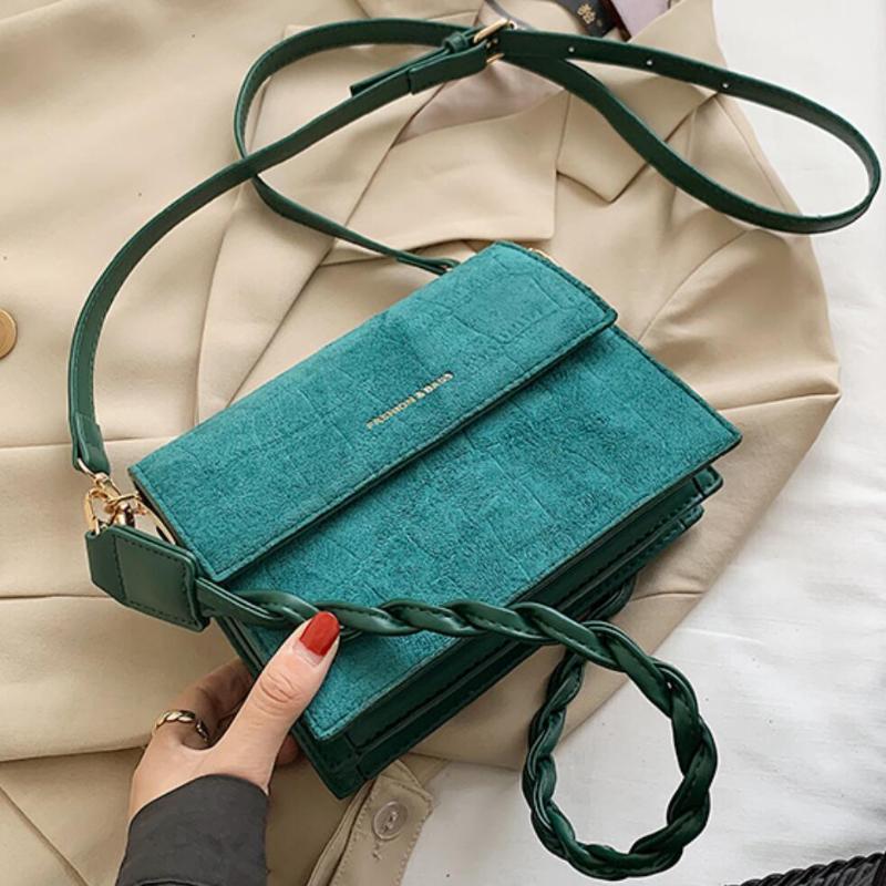 

Vintage Flap Crossbody bag 2021 Fashion New High quality Matte PU Leather Women's Designer Handbag Travel Shoulder Messenger Bag, Black