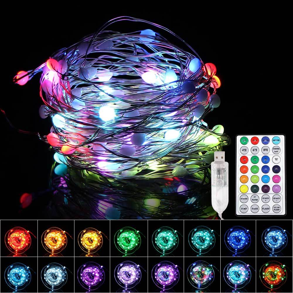 

2021 New 16-color Ajuste Monocromtico Led Luz Fio Cobre 12 Modos Usb Ip44 Rgb Cidade Iluminao Festival Casamento Decorao De Natal Dgrn