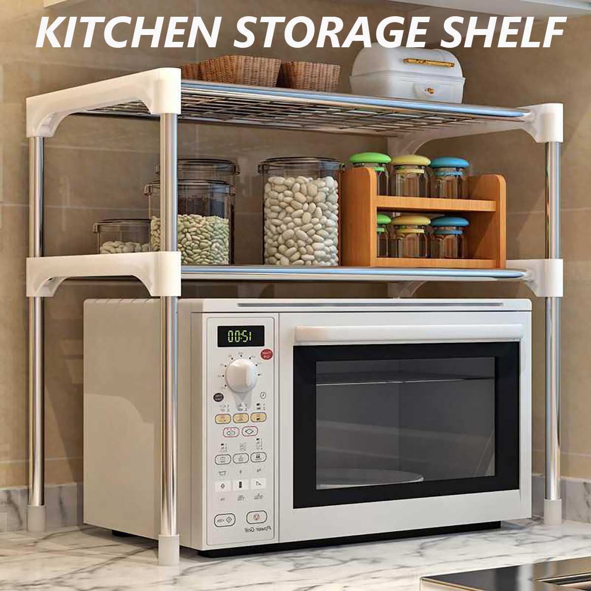 

Muti-functiona Microwave Oven Shef Rack Standing Kitchen Storage Hoders Home Bathroom Towes Rack Office Storage Sheve