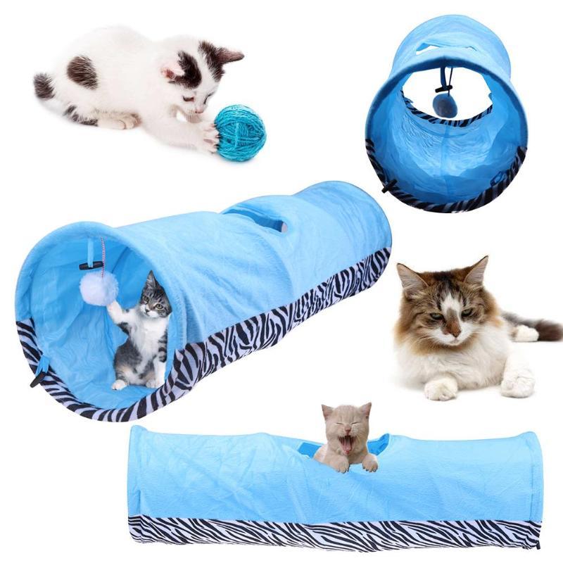

Cat Kitten Tunnel Toy Small Animal Wear-resistant Leopard Roller Tube Folding Washable Pet Interactive Supplies with 1 Hole Cave