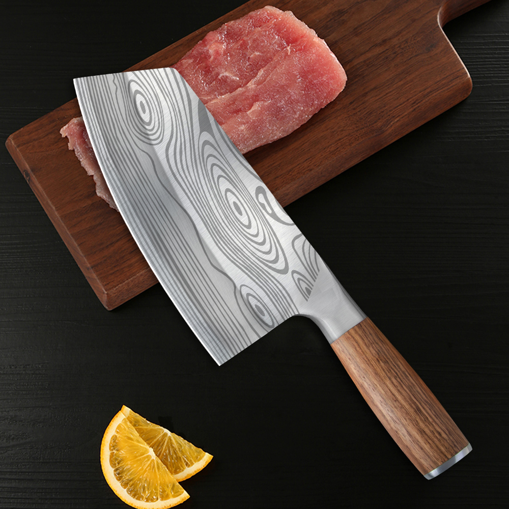 

Damascus Veins Chinese Fieting Steak Kitchen Knife Serbian Chef Knife Butcher Sicer Santoku Ceaver Cutter Sicing Knife