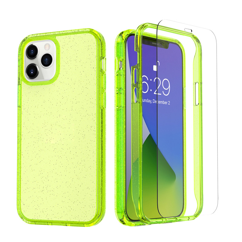 

For Iphone 12 Case Clear Glitter 360 Full Body Dual Layer Protective Cover Built-In Screen Phone Case For Iphone 12 Pro Max