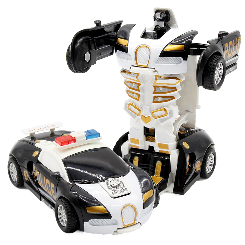 

New One-key Deformation Car Toys For Children Automatic Transform Robot Plastic Model Car Funny Diecasts Toy Boys Amazing, White