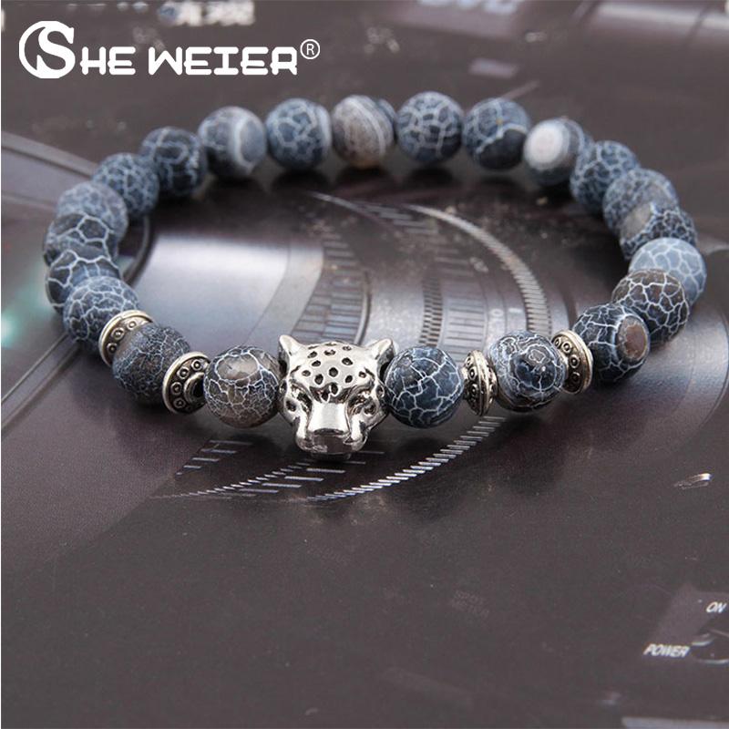 

Link, Chain SHE WEIER Couple Beads Natural Stone Chakra Lion Bracelet For Women Jewelry Female Friend Tiger Silver Gold