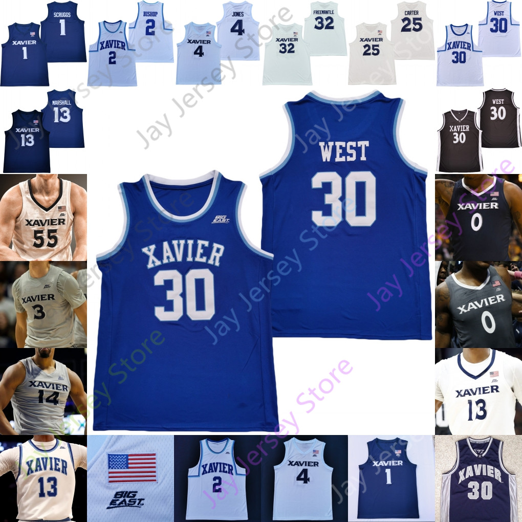 

Xavier Basketball Jersey NCAA College Paul Scruggs Crawford West Colby Jones Adam Kunkel Nate Johnson Jack Nunge Ben Stanley Jerome Hunter Jones Marshall Odom Miles, Navy i