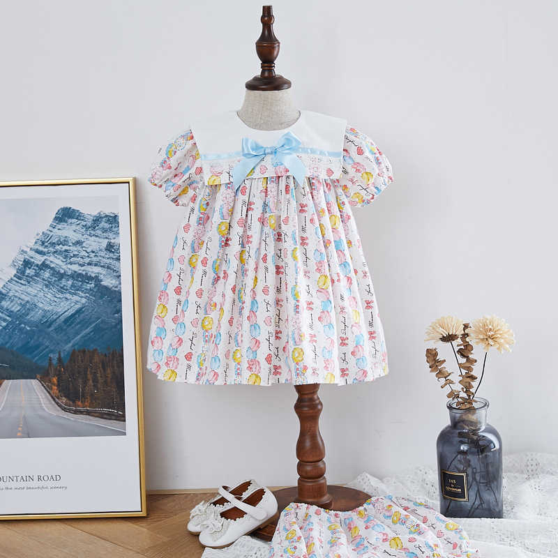 

2PCS Little Girls Pink Floral Spanish Dress Children Spain Style Clothes Toddler Summer Clothing Baby Girl Bow Dresses + Pants 210615, Yellow