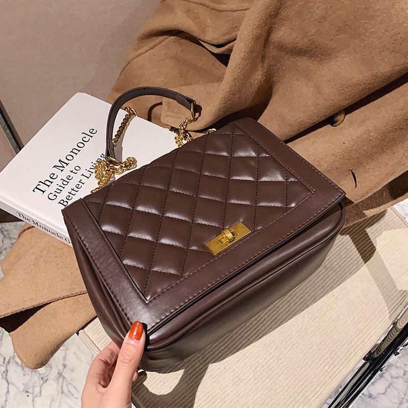 

This Year's Popular Bag Female 2021 New Trendy Fashion Female Bag Rhombic Chain Messenger Net Red Wild Shoulder, Black