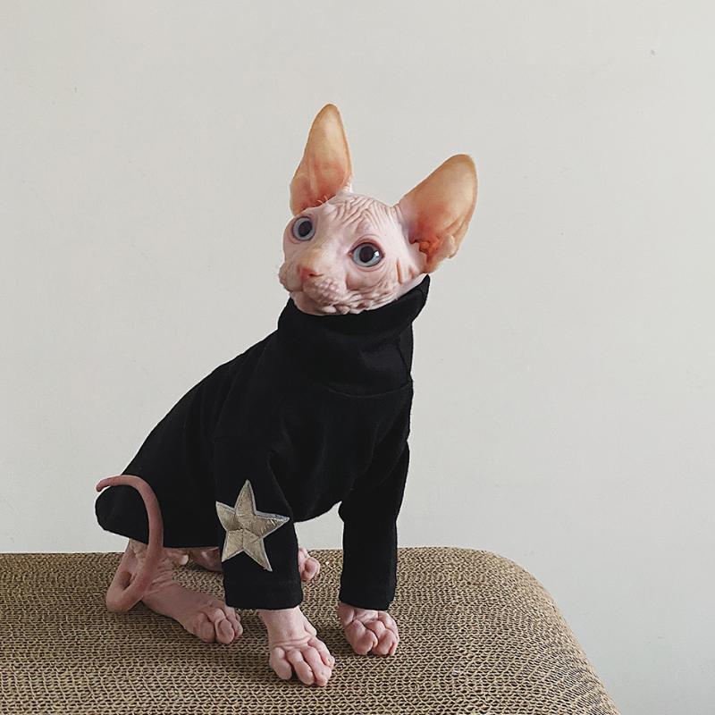 

Cat Costumes Sphinx Clothes Elastic Cotton Autumn Winter For Kitten Cats Sphynx Fashion Star Print T Shirt Sphinksu Clothing Coat